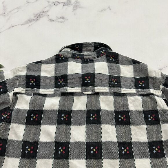 Krazy Kat Womens Vintage 90s Flannel Plaid Shirt Size L Gray White Button Front - Picture 8 of 11